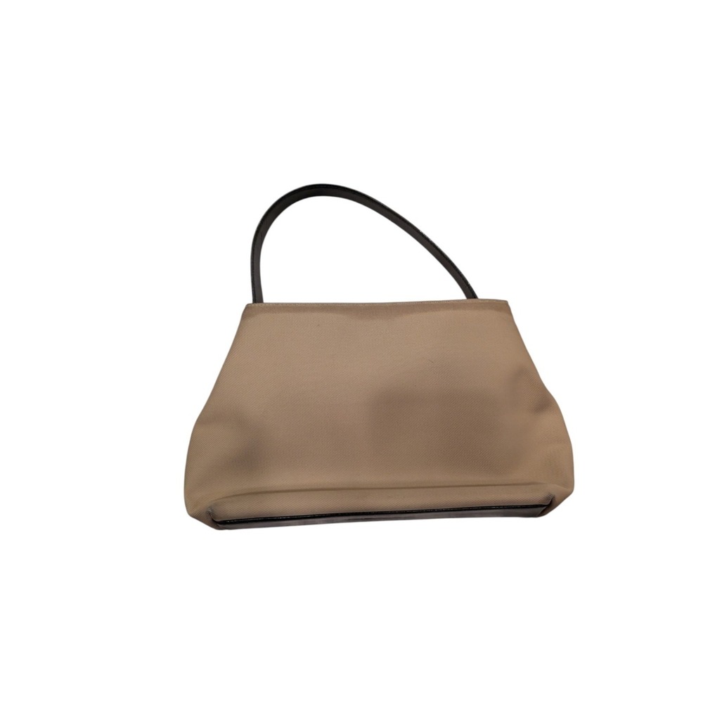 Coach Tan Khaki Canvas Black Leather Top Handle Handbag Purse Vintage Y2K